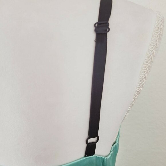 Vintage Bebe Liquid Satin Silk Camisole Top Beaded Sequins Velvet Trim Sz Med - Picture 8 of 13